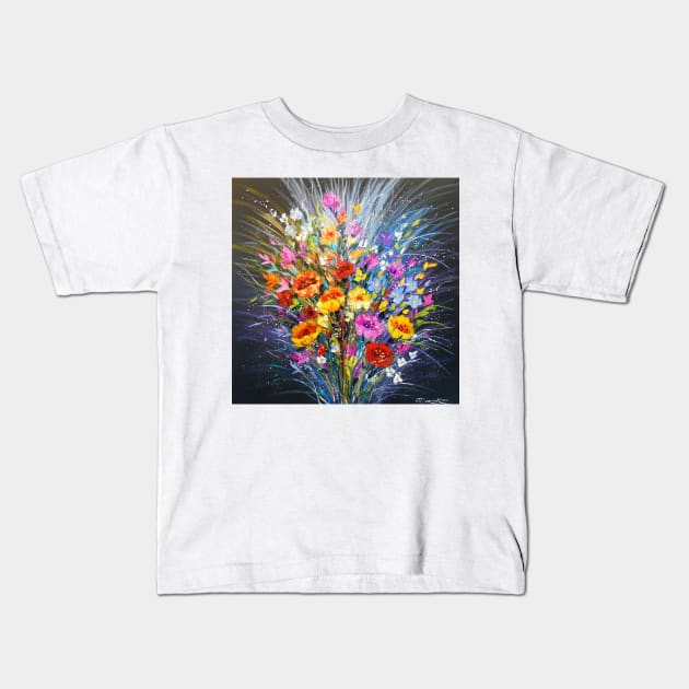 Bouquet of flowers for happiness Kids T-Shirt by OLHADARCHUKART